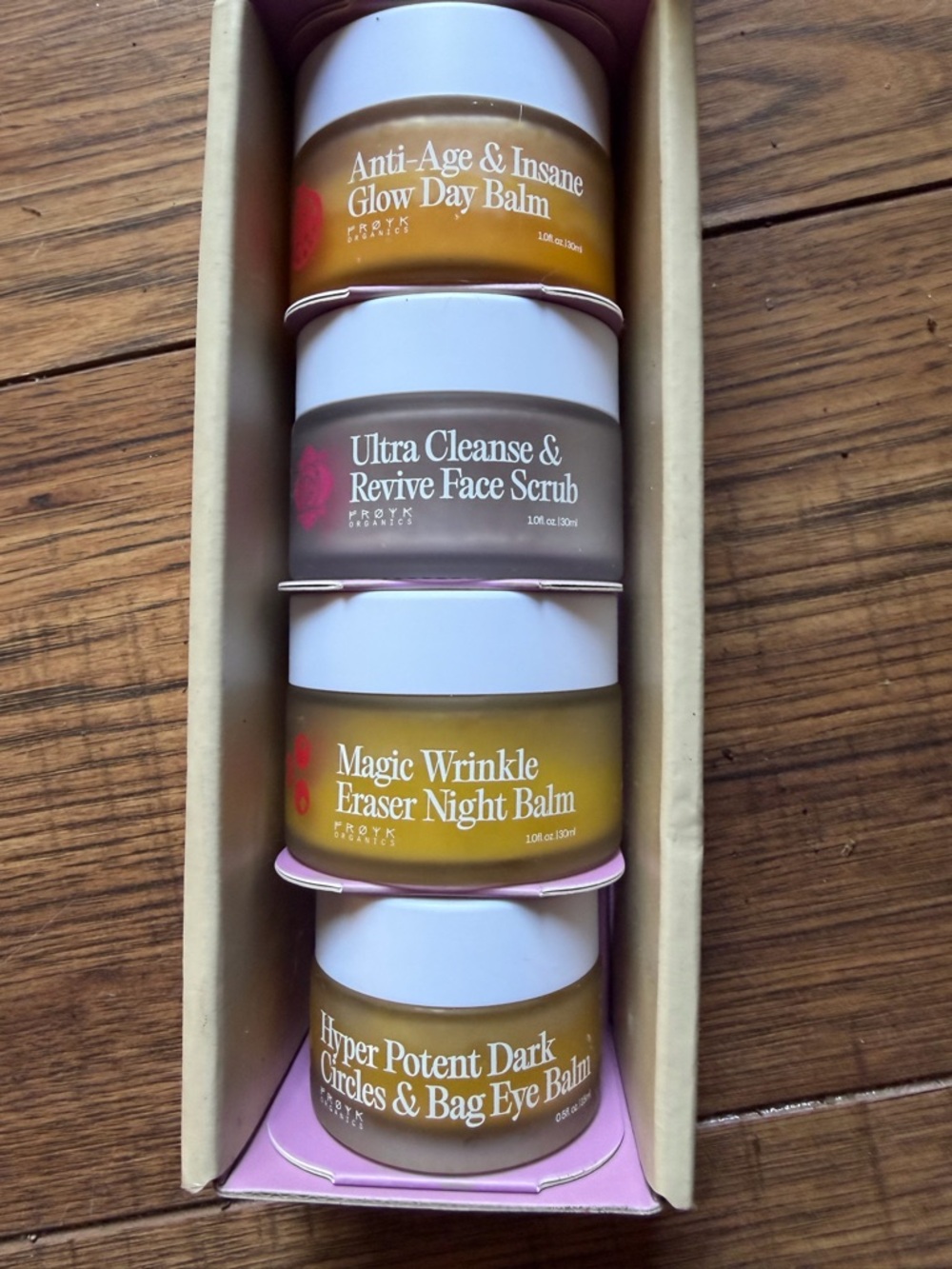 Froyk Organics Skincare Set- Anti-Age, Scrub, Night & Eye Balms